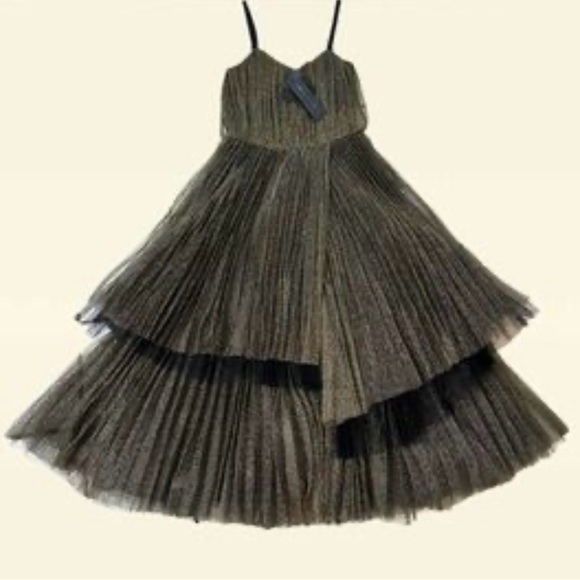 Marc by Marc Jacobs Gold & Black Tulle Party Dress Size 4 Special Occasion NWT